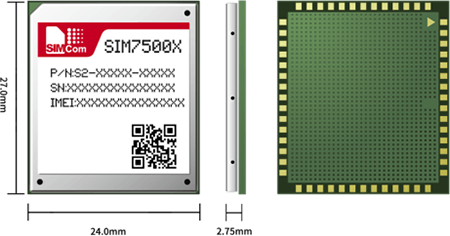 The SIM7500 series is the LTE Cat 1 module which supports wireless communication modes of LTE-TDD/ LTE-FDD/HSPA+/GSM/GPRS/EDGE etc. It supports maximum 10Mbps downlink rate and 5Mbps uplink rate.